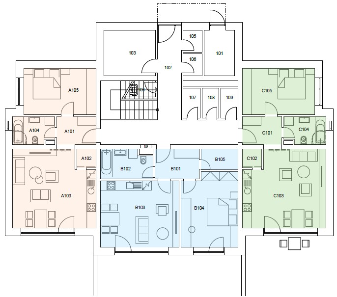 Pôdorys budovy AB-1NP